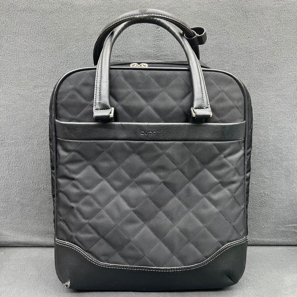 Bugatti Rolling Carry On Briefcase Laptop Travel Quilted Black